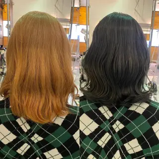 ミディアム カラー 佐々木 雪菜のヘアスタイル