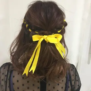 ミディアム カラー ヘアアレンジ きむえり/髪質改善 /セット/カラーのヘアスタイル