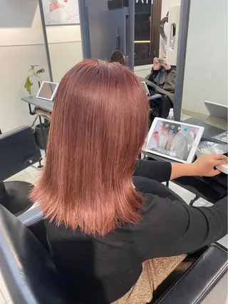 セミロング 絶対綺麗な暖色カラー 🎯あります✨増渕✨のヘアスタイル