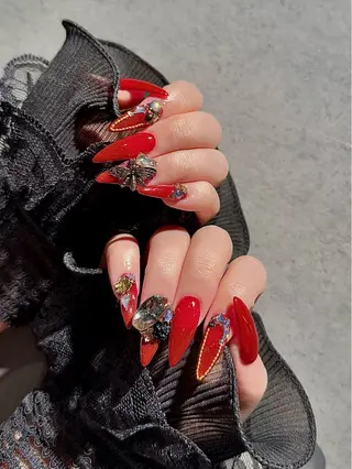 ネイル I-nailロング /ワンホン/キラキラのネイルデザイン