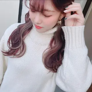 ロング カラー ヘアアレンジ 韓国ヘア🖤 YURINAのヘアスタイル