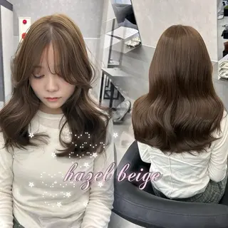 セミロング カラー moe🎀 透明感カラーのヘアスタイル