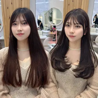 セミロング レイヤーカット/ 顔まわり/アオイのヘアスタイル