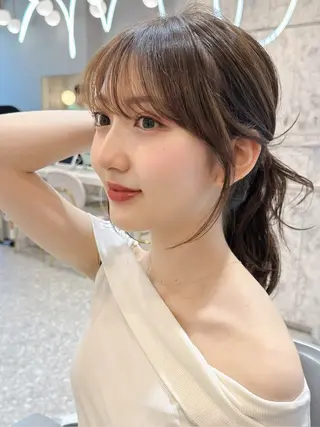 セミロング カラー 新宿/韓国風レイヤー 髪質改善/渋谷直樹のヘアスタイル