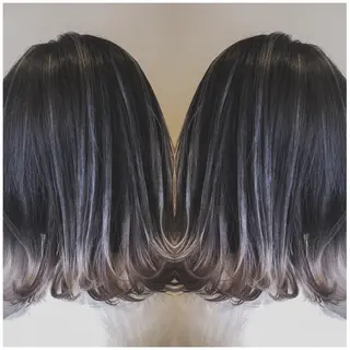 ミディアム カラー ハイライト/ブリーチ バレイヤージュ関佳祐のヘアスタイル