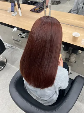 ロング カラー 💗愛され暖色💗 ピンク/レッド💗のヘアスタイル