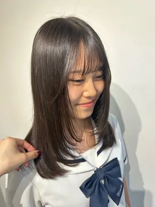 ミディアム 新潟/万代/レイヤー 韓国風/明間未来のヘアスタイル