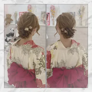 セミロング ヘアアレンジ ヘアセット/着付け 𓇼 松本 夏美𓇼のヘアスタイル