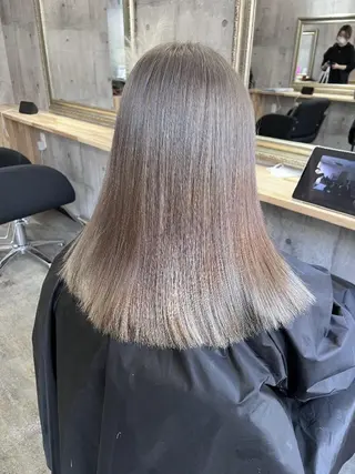 ミディアム サニーサイド大名 ダブルカラー髪質改善のヘアスタイル