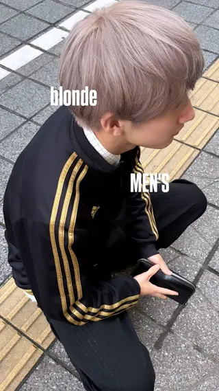 ミディアム カラー メンズ 🍓ハイトーンカラー 🎀nene🍓のヘアスタイル