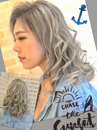 ミディアム カラー 永島 桜のヘアスタイル