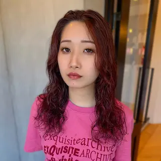 セミロング パーマ ベージュカラー/長岡 レイヤーカット/コウのヘアスタイル