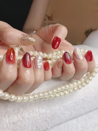 ミディアム ネイル 長さ出し専門 nynaのネイルデザイン