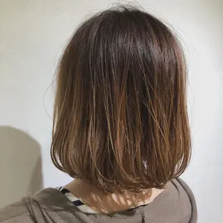 ミディアム パーマ/透明感カラー /ボブ/吉田一生のヘアスタイル