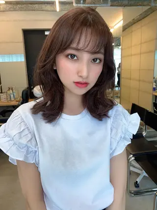 ミディアム カラー 透明感/オリーブ/ グレージュ/YUKAのヘアスタイル