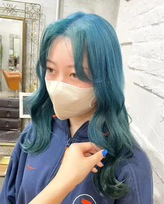 セミロング カラー ヘアアレンジ 【ピンク/韓国ヘア/ ヘアセット】亜海のヘアスタイル