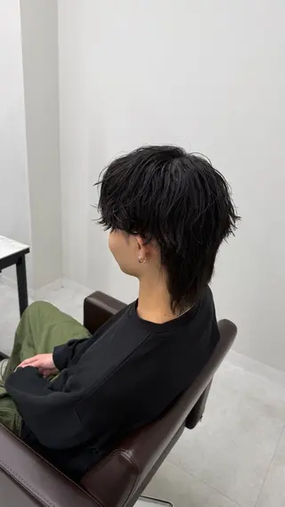 ミディアム パーマ ヘアアレンジ メンズ ウルフ/毛流れ/ アイロン風/AOTOのヘアスタイル