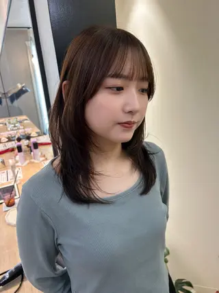 セミロング カラー hub hair レイヤー/透明感のヘアスタイル