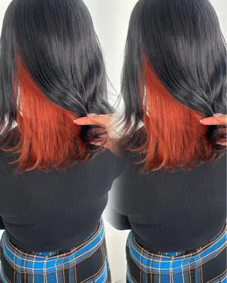 セミロング カラー 小顔カット/透明感 カラー/美髪矯正🫧のヘアスタイル