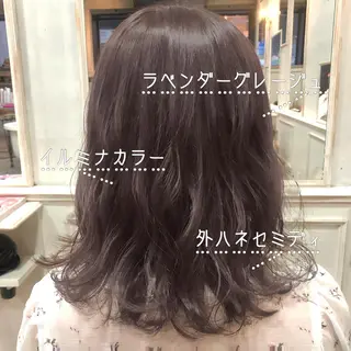 ミディアム カラー パーマ RUKA 美容院×ネイリストのヘアスタイル