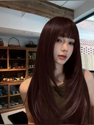 セミロング カラー ヘアアレンジ 💎韓国/ レイヤー カット/ 暖色🫧のヘアスタイル