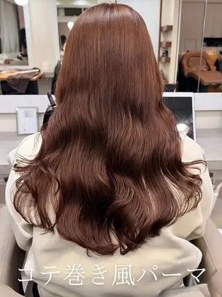 ロング パーマ コテ巻き/パーマ/艶 透明感/荻原凜太郎のヘアスタイル