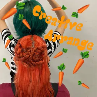 ロング ヘアアレンジ 🌼個性派/暖色/ヘ アセット/Mei🌼のヘアスタイル