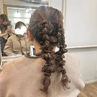 ロング ヘアアレンジ ブリーチなしベージュ /ヘアセット/ミユのヘアスタイル