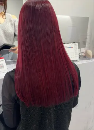 ロング ブリーチなしピンク 縮毛艶髪矯正/吉村のヘアスタイル