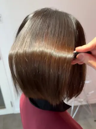 ミディアム カラー 山崎/ボブ縮毛矯正 レイヤー髪質改善のヘアスタイル