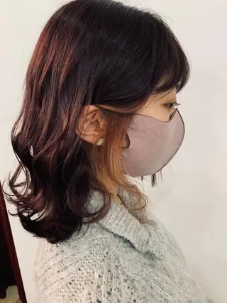 ミディアム カラー おおたかの森/透 明感/小林のヘアスタイル