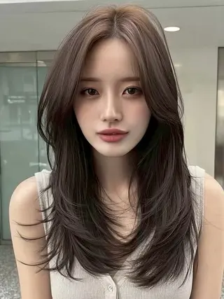 セミロング ✨縮毛矯正/韓国 レイヤー/源✨のヘアスタイル