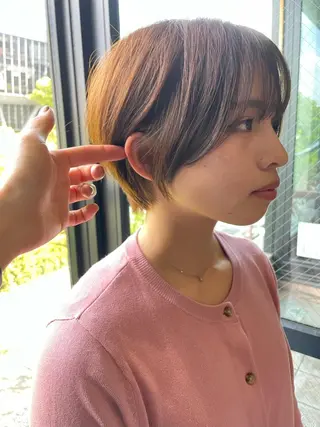 ショート 美髪矯正/艶カラー ボブ/栄/鐘ヶ江純也のヘアスタイル