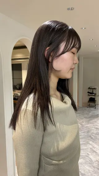 セミロング カラー じゅわっと暖色カラー 🍊Moemiのヘアスタイル