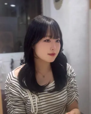 セミロング カラー パーマ suzuka/透明感 カラー 美髪縮毛矯正のヘアスタイル