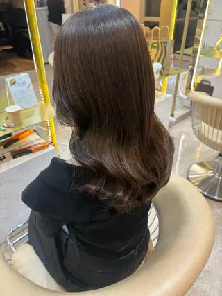 セミロング カラー moeka レイヤー /艶カラー/韓国のヘアスタイル