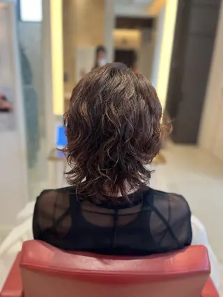 ミディアム パーマ 艶髪/アレンジ/ 野口緑のヘアスタイル