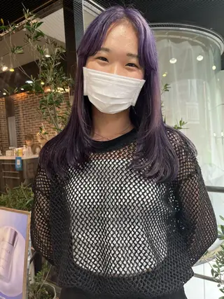 セミロング カラー 💖デザインカラー/ タダ ハナカ💖のヘアスタイル