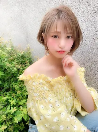 ショート カラー パーマ 大人かわいい💍🤍 ボブ/ショートボブのヘアスタイル