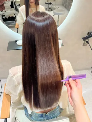 ロング enu  hair所属・ブリーチなしベージュ レイヤーカットはるかのヘアスタイル