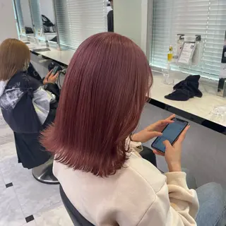 セミロング カラー ヘアアレンジ ピンク・ベージュ🩰 カラー🫧とらのヘアスタイル