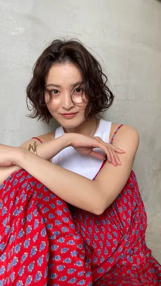 ショート パーマ 💖ボブ/髪質改善 顔周りレイヤー/ユイのヘアスタイル