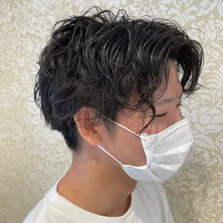 ショート パーマ メンズ 髪質改善カラー💎 オオネヨシナリのヘアスタイル