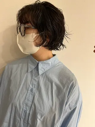 ショート パーマ メンズハイトーン/栄 /イトウタケルのヘアスタイル