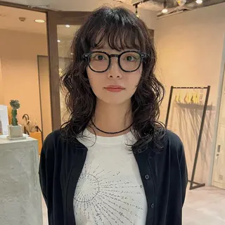 ミディアム レイヤーヘア/パーマ 村中 仁人のヘアスタイル