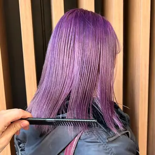 セミロング カラー ハイトーン/ブリーチ 似合せカット/パーマのヘアスタイル