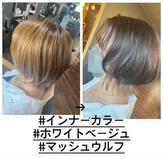 ショート カラー ハイライト/インナー /ブリーチ/レイヤーのヘアスタイル