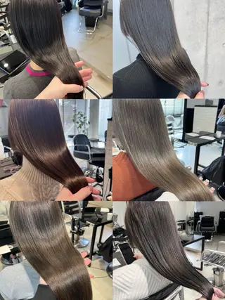 セミロング カラー パーマ ヘアアレンジ 透明感/オリーブ/ グレージュ/YUKAのヘアスタイル