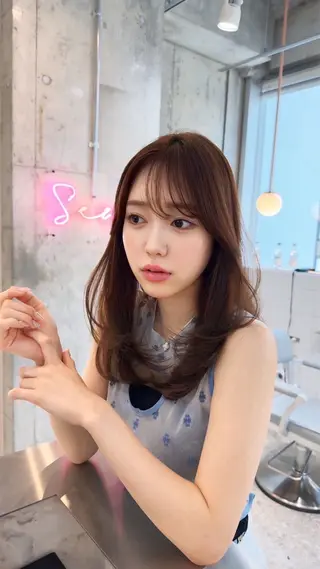 ミディアム カラー 新宿/韓国レイヤー/ 顔周りカット松本美晴のヘアスタイル