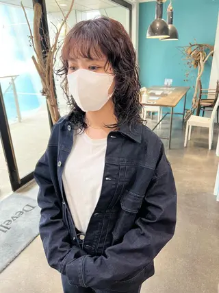 ミディアム パーマ 千葉 郁也のヘアスタイル